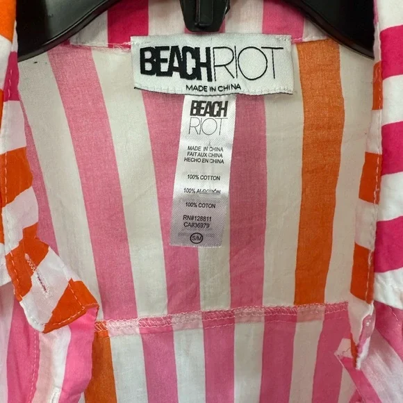 Beach Riot Pink and Orange Striped Shirt - Picture 4 of 5